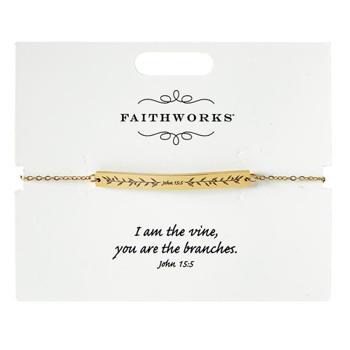 Bar Bracelet - Jesus is the Vine - Gold