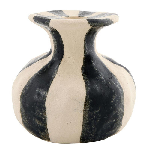 Black Striped Ceramic Candleholder - Small