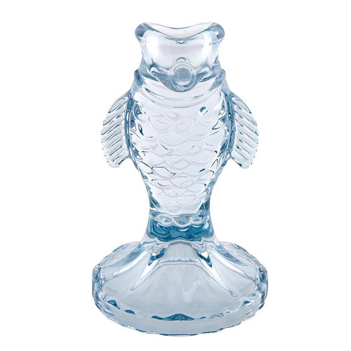 Blue Glass Fish Taper Candleholder