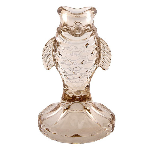 Beige Glass Fish Taper Candleholder