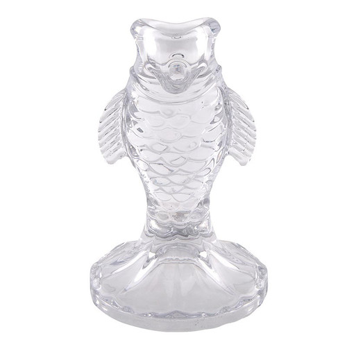 Clear Glass Fish Taper Candleholder