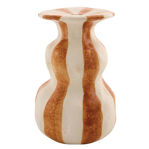Orange Striped Ceramic Candleholder - Large