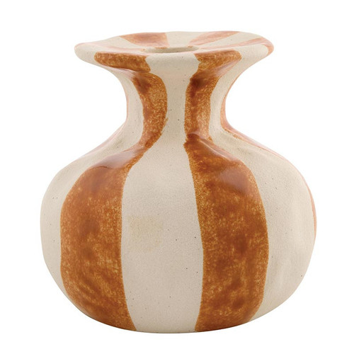 Orange Striped Ceramic Candleholder - Small