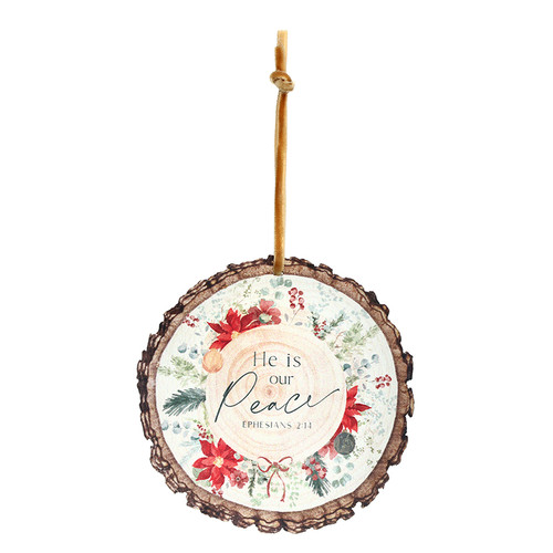 He is Our Peace Wood Slice Ornament- 12/pk