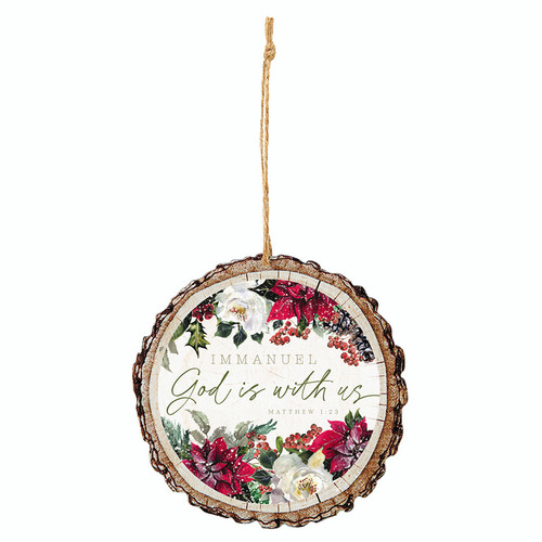 Immanuel Wood Slice Ornament- 12/pk
