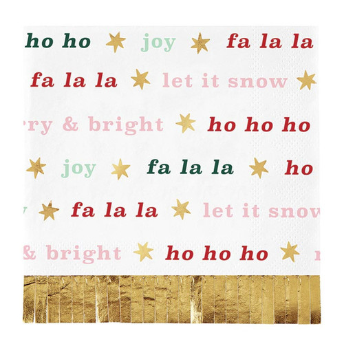 Foil Fringe Napkins - Christmas