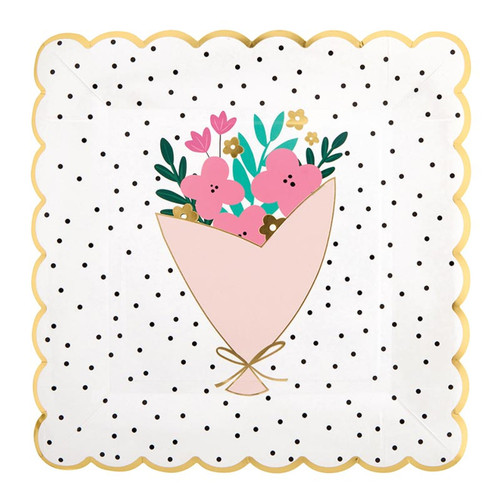 Foil Scalloped Plates - Floral