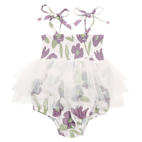 Tutu Bubble Romper - Purple Floral