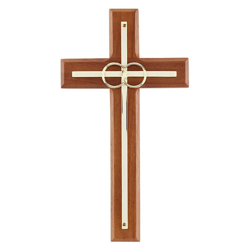 Overlay Wedding Cross With Gold Rings