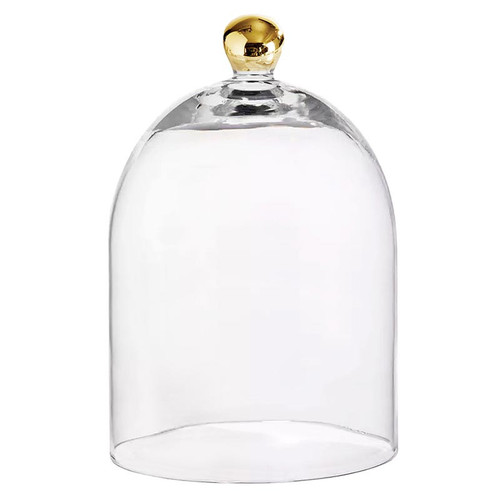 Glass Cloche with Gold Knob - Large