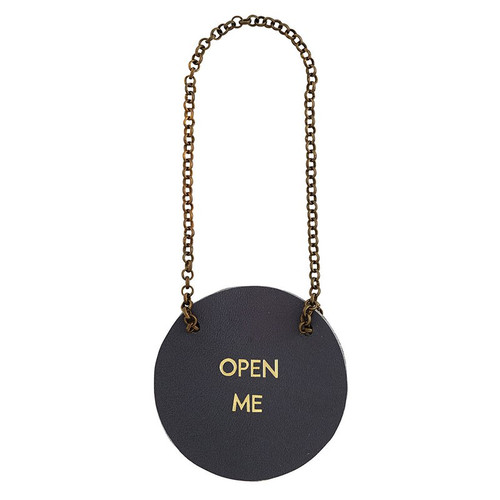 Leather Bottle Tag - Open Me K1581NRD