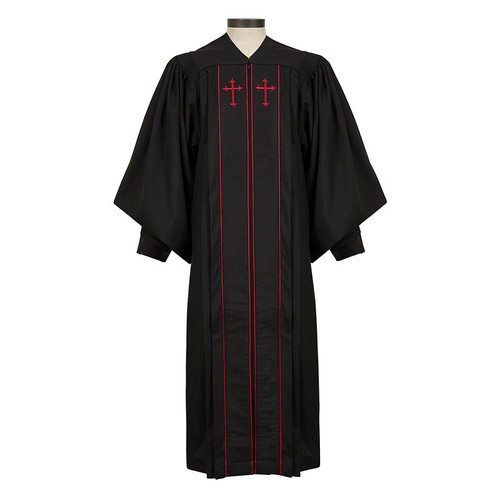 Pulpit Robe with Double-Red Trim & Cross