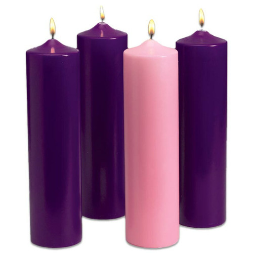 12" Advent Pillar Candles - Purple/Pink