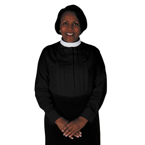Women's Neckband Collar Long Sleeve Clergy Shirt