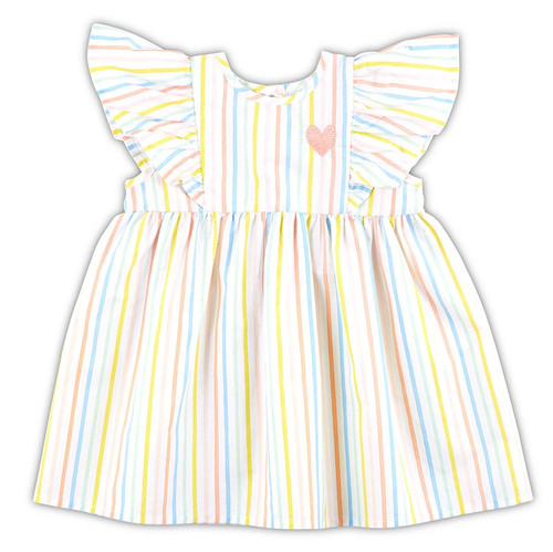 Flutter Sleeve Dress - Rainbow Stripe