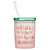 Glass DOF with Lid and Straw - Holiday Wishes
