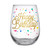 Stemless Wine Glass - Happy Birthday Confetti