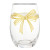 Stemless Wine Glass - Gold Bow