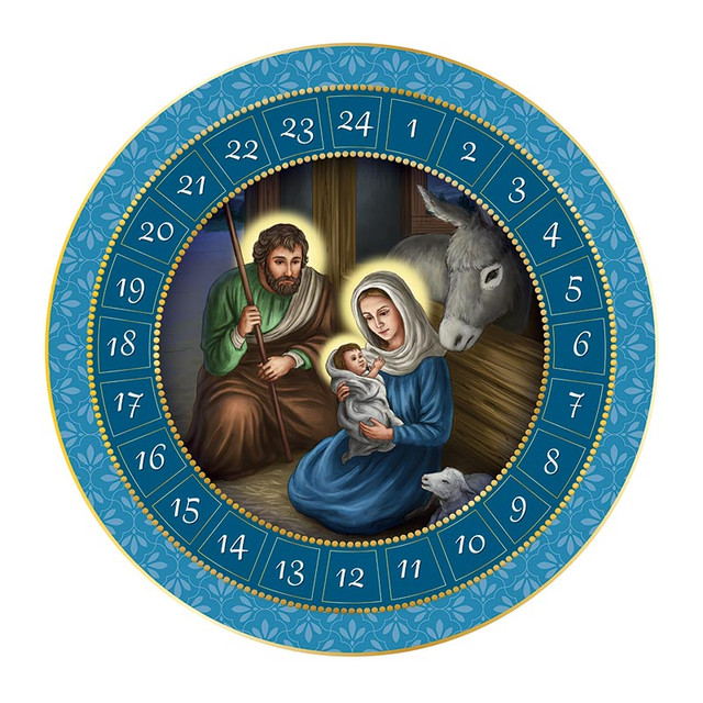 Round Advent Calendar Starlight Nativity 12/pk Living Grace