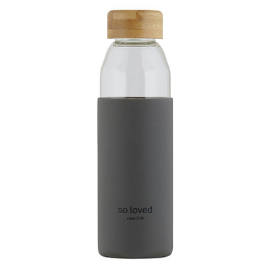 Simply Blessed Glass Water Bottle with Bamboo Lid