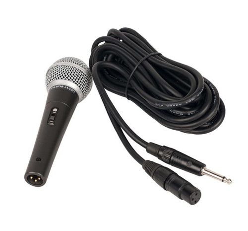Wired handheld mic with 20 ft. cable (1/4” plug)
