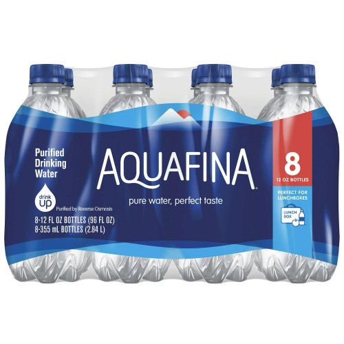 Aquafina Purified Water, 12 oz Bottled Water, (Pack of 8)