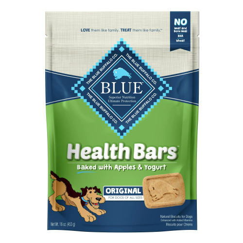 Blue Buffalo Health Bars Apple & Yogurt Flavor Crunchy Biscuit Treats for Dogs, Whole Grain, 16 oz. Bag (1 ct)