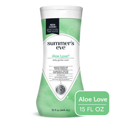 Summer’s Eve Aloe Love Gentle Daily Feminine Wash, Removes Odor, pH Balanced, 15 fl oz (1 ct)