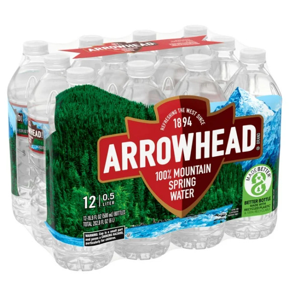 Arrowhead 100% Mountain Spring Water, 16.9oz, (Pack of 12)