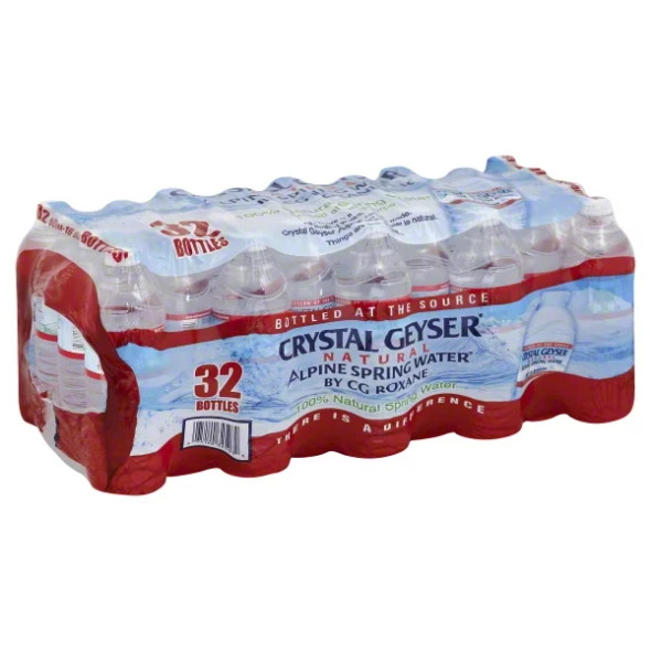 Crystal Geyser Alpine Natural Spring Water Bottles, 16.9 fl oz (Pack of 32)