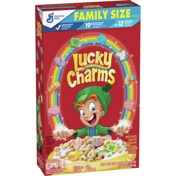 Lucky Charms, Family Size, Gluten Free Cereal with Marshmallows, Kids Breakfast Cereal