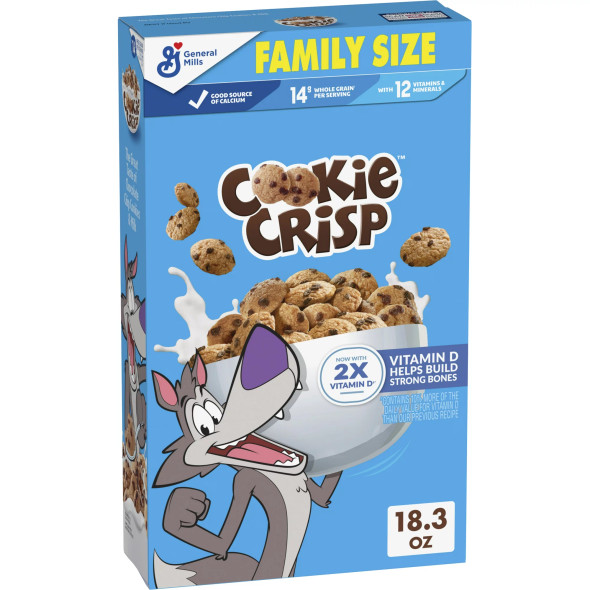 Cookie Crisp Family Size Breakfast Cereal Box