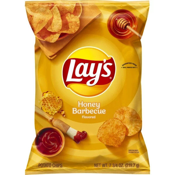 Lay's Honey Barbeque Potato Snack Chips,7.75 oz Bag (1 ct)