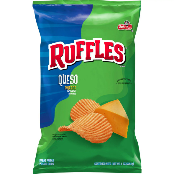 Ruffles Potato Chips Queso Cheese Flavored 8 Oz Bag (1 ct)