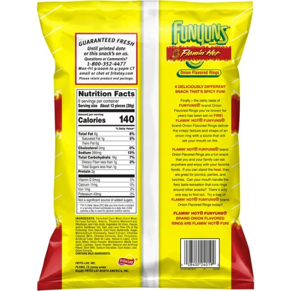 Funyuns Onion Flavored Rings Flamin' Hot 6 oz Bag (1 ct)