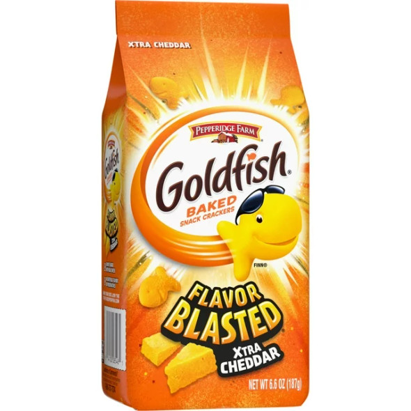 Goldfish Flavor Blasted Xtra Cheddar Cheese Crackers, Baked Snack Crackers, 6.6 oz Bag (1 ct)