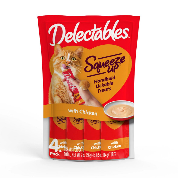 Delectable Squeeze-Up Interactive Lickable Wet Cat Treat Chicken (Pack of 4)