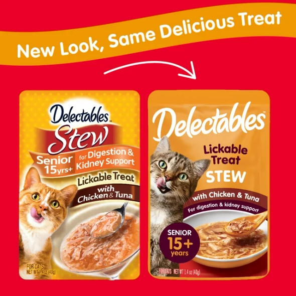 Delectables Stew Senior 15+ Chicken & Tuna Lickable Wet Cat Treat, 1.4oz Pouch (1 ct)