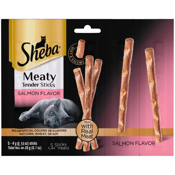 Sheba Meaty Tender Sticks Salmon Flavor Cat Treats - 0.7 Ounces (Pack of 5)