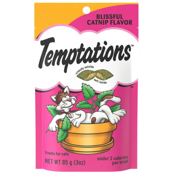 Temptations Classic, Crunchy and Soft Cat Treats, Blissful Catnip Flavor, 3 oz. Pouch (1 ct)