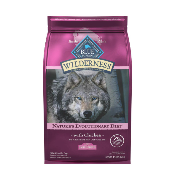 Blue Buffalo Wilderness  Premium High Protein Natural Small Breed Adult Dry Dog Food plus Wholesome Grains, Chicken 4.5 lb bag (1 ct)