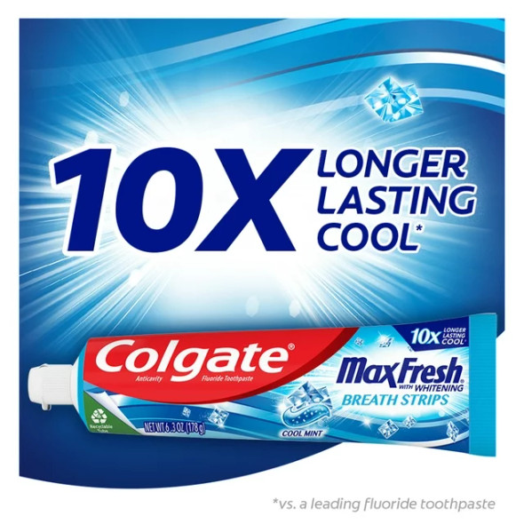 Colgate Max Fresh Travel Size Toothpaste with Mini Breath Strips, Cool Mint, 1.0 Oz (1 ct)