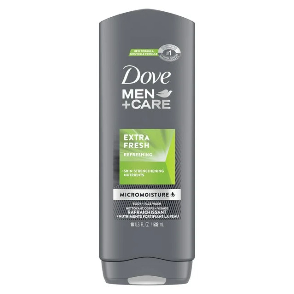 Dove Men+Care Extra Fresh Refreshing Hydrating Face and Body Wash, 18 fl oz (1 ct)