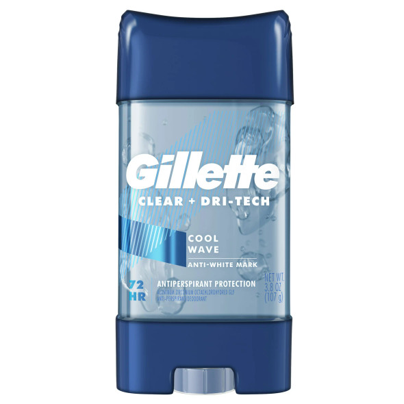 Gillette Antiperspirant and Deodorant for Men, Clear Gel, Cool Wave, 3.8oz (1 ct)