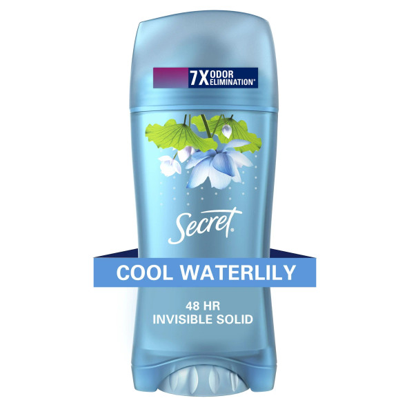 Secret Invisible Solid Antiperspirant Deodorant, Waterlily Scent, 2.6 oz (1 ct)