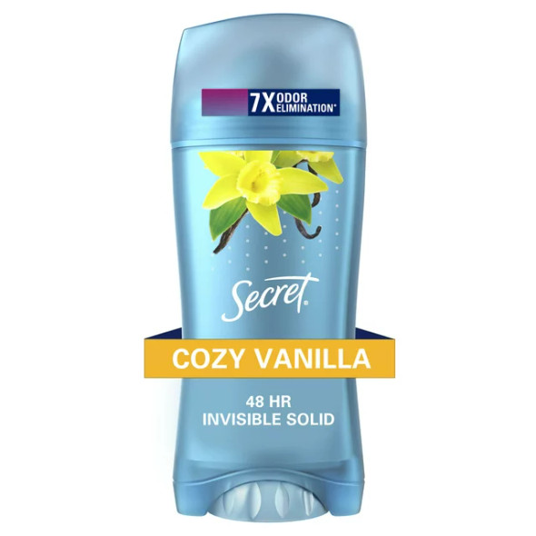 Secret Invisible Solid Female Antiperspirant and Deodorant, Vanilla Scent, 2.6 oz (1 ct)