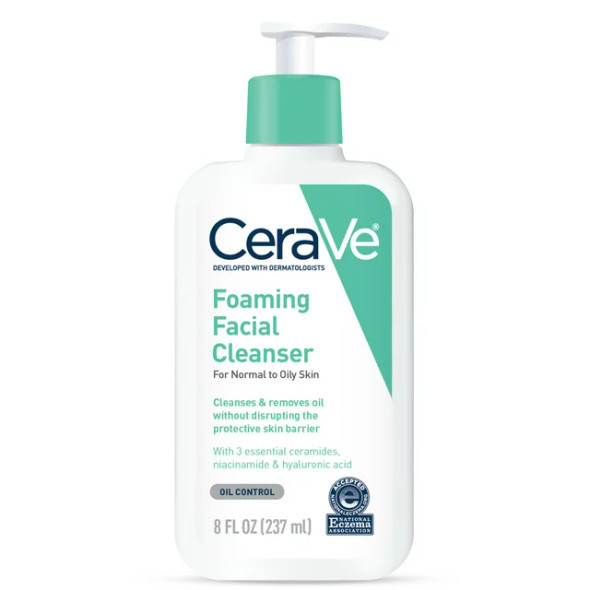 CeraVe Foaming Facial Cleanser, Daily Face Wash for Normal to Oily Skin, 8 fl oz (1 ct)