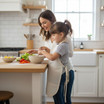 Child's apron in use in kitchen