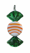 Peppermint Swirl candy ornament with green wrapper on white background
