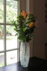 Oval Glass vase white and clear